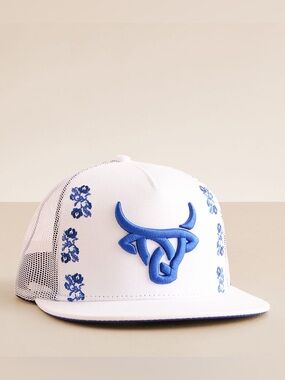 Buckle Embroidered Floral Trucker Hat